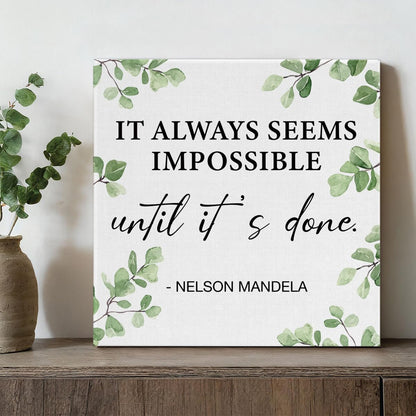 Inspirational Farmhouse Canvas Print Wall Art Decor One Small Positive Thought in the Morning Can Change Your Whole Day Sign Painting Plaque Rustic Home Decoration (8 X 8 Inches, Framed)