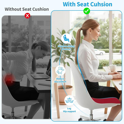 TranquilRelax Large Seat Cushion, Memory Foam Cushion for Long Sitting Hours on Office Chair, Car Seat, Non-Slip Chair Pad for Sciatica, Coccyx, Tailbone Pain Relief & Post-Surgery Recovery (Black)