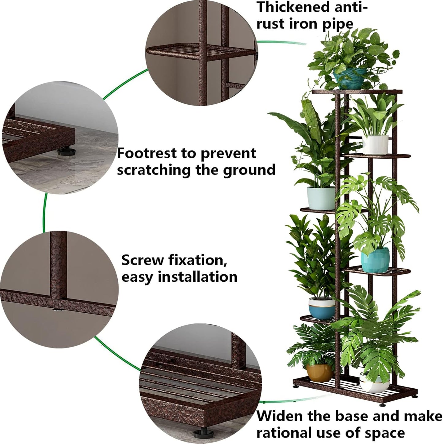 LINZINAR Plant Stand Indoor Outdoor Corner 4 Tier Metal Plant Shelf Patio Plant Rack for Garden Corner Balcony Living Room
