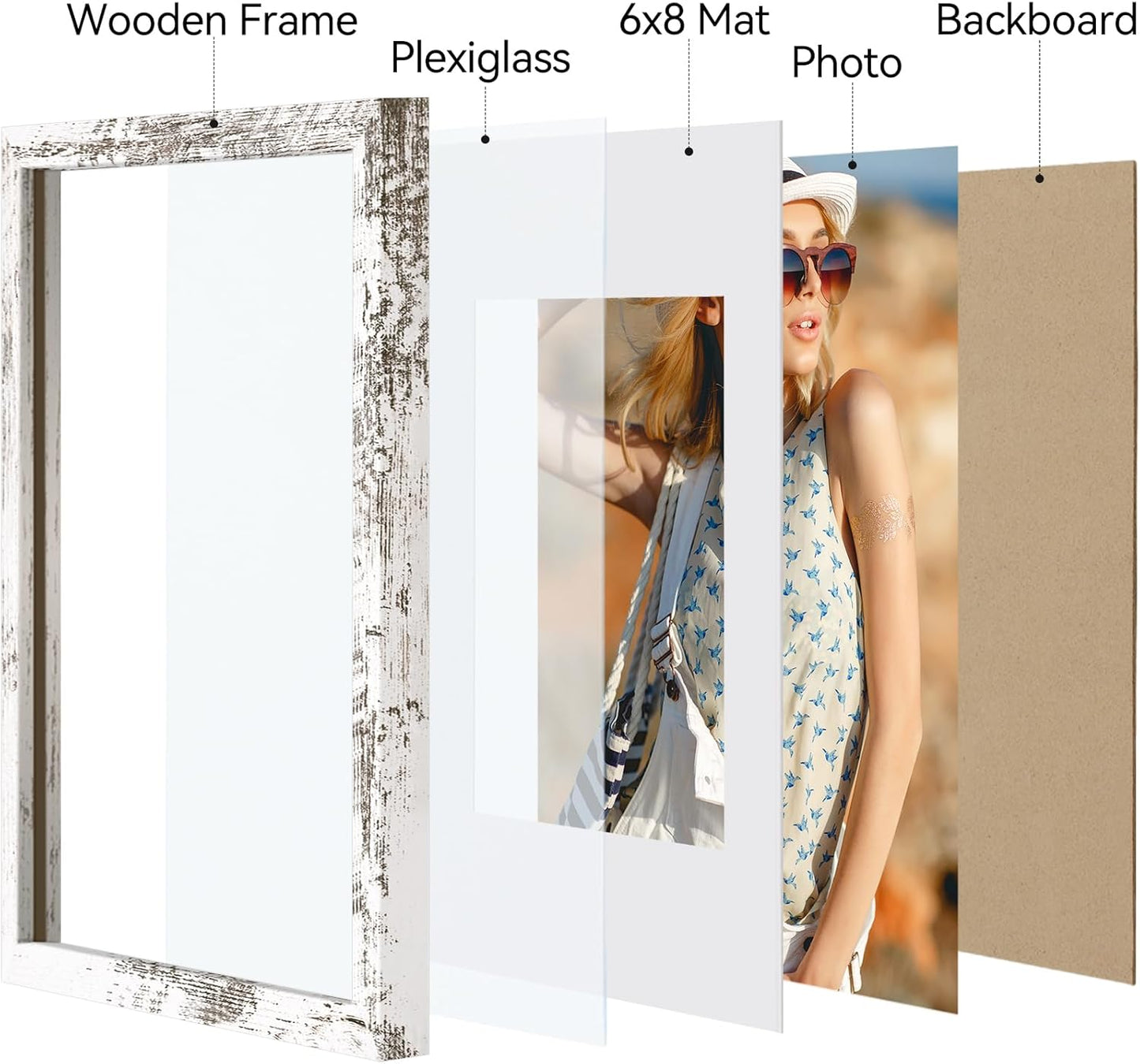 Vittanly 11x14 Picture Frame, Display Pictures 8x10 with Mat or 11x14 without Mat, Photo Frame for Wall Mounting, Black, 1 Pack - Colors B