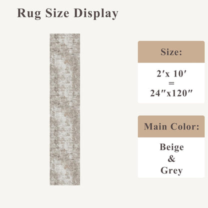 2x3 Washable Non-Slip Area Rug - Soft Low Pile Throw Rug for Kitchen Entryway Bedroom - Modern Indoor Door Mat with Rubber Backing (Beige Grey) - Colors A