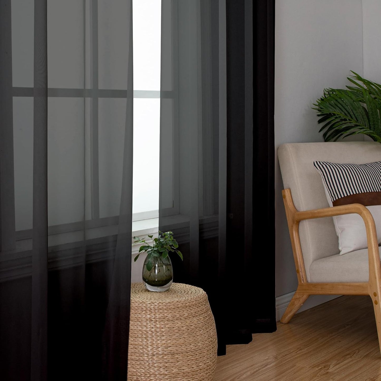OWENIE Sheer Curtains 84 inches Long 2 Panels Set for Living Room/Bedroom, Rod Pocket Voile Sheer Panel Drapes, White, 2pcs, Each 42" W x 84" L - Colors B