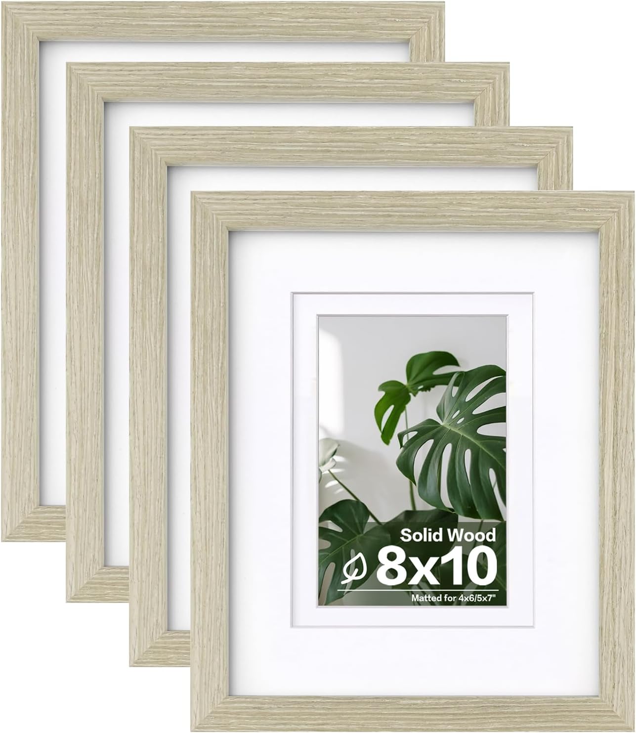 Egofine 8x10 Picture Frames Set of 4, Made of Solid Wood Covered by Plexiglass 4x6 and 5x7 with Mat or 8x10 without Mat, for Table Top Display and Wall Mounting Photo Frame Black