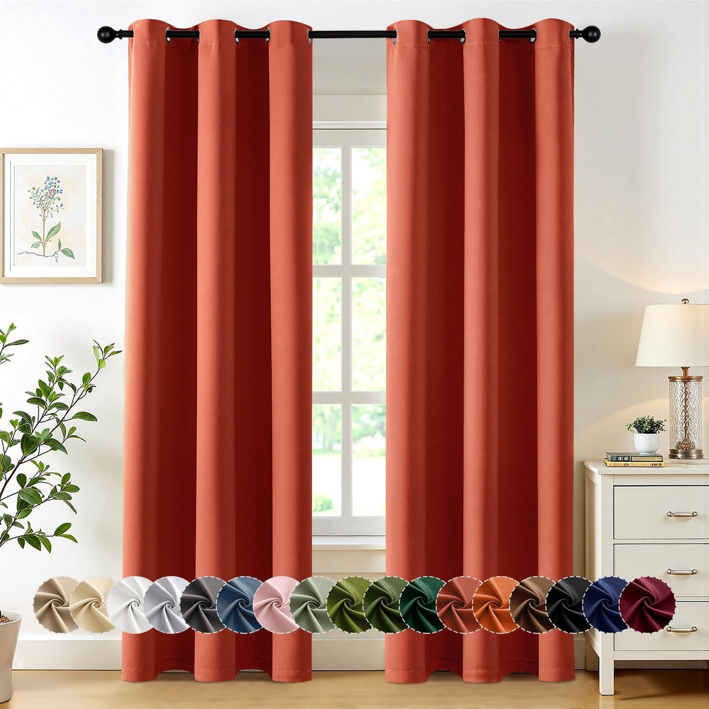MIULEE Blackout Curtains for Bedroom Living Room 2 Panels, Thermal Insulated Room Darkening Drapes Grommet Noise Reducing Light Blocking Window Treatments 63 Inches Long 40x63 Inch Black - Colors A