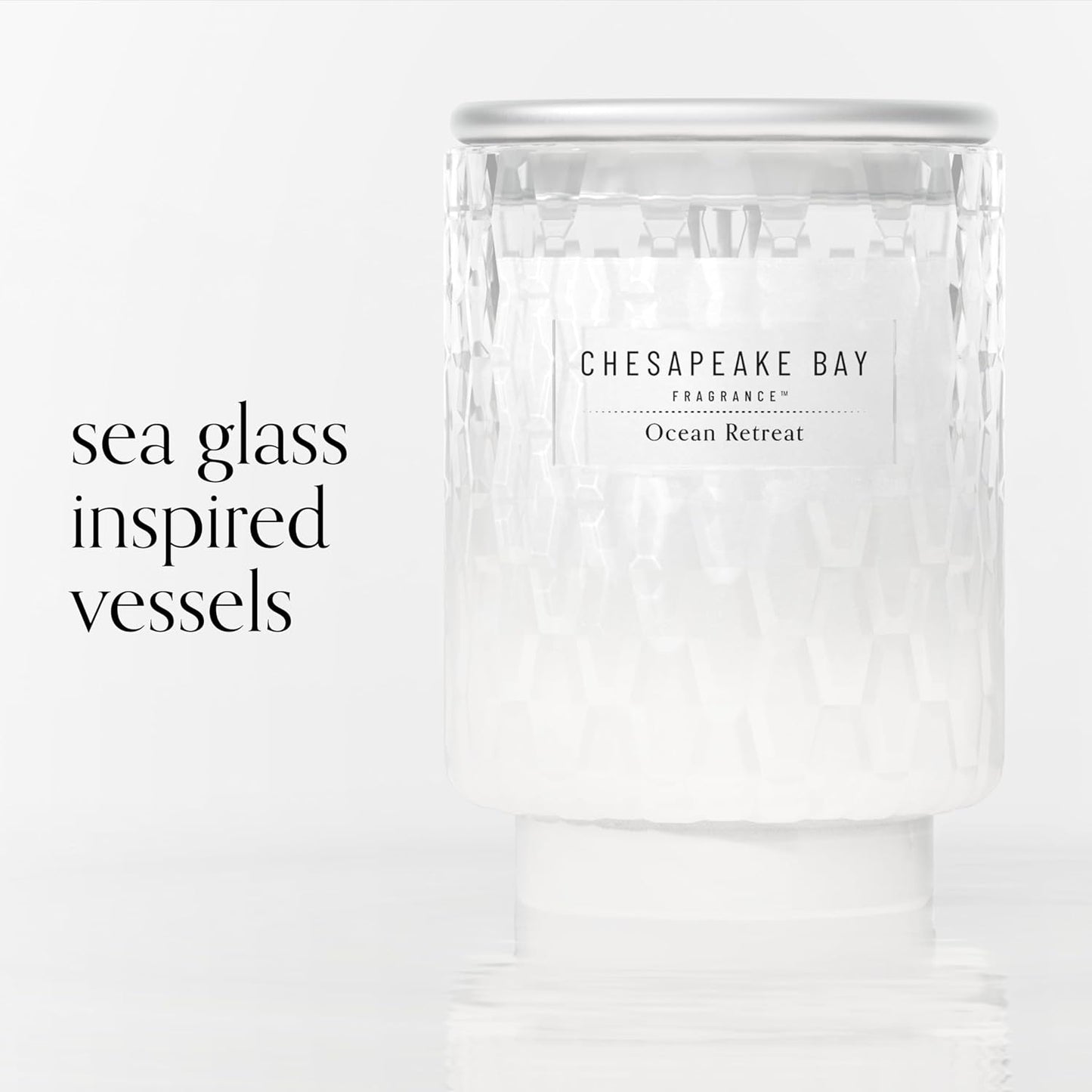 Chesapeake Bay, 11oz Marine Drift Scented Candle, Mood Evoking Fragrance, Textured Sea Glass-Inspired Jar, Premium Soy Blend Wax with Essential Oils, Coastal Fragrance for Home Décor or Gifting