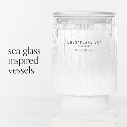 Chesapeake Bay, 11oz Marine Drift Scented Candle, Mood Evoking Fragrance, Textured Sea Glass-Inspired Jar, Premium Soy Blend Wax with Essential Oils, Coastal Fragrance for Home Décor or Gifting