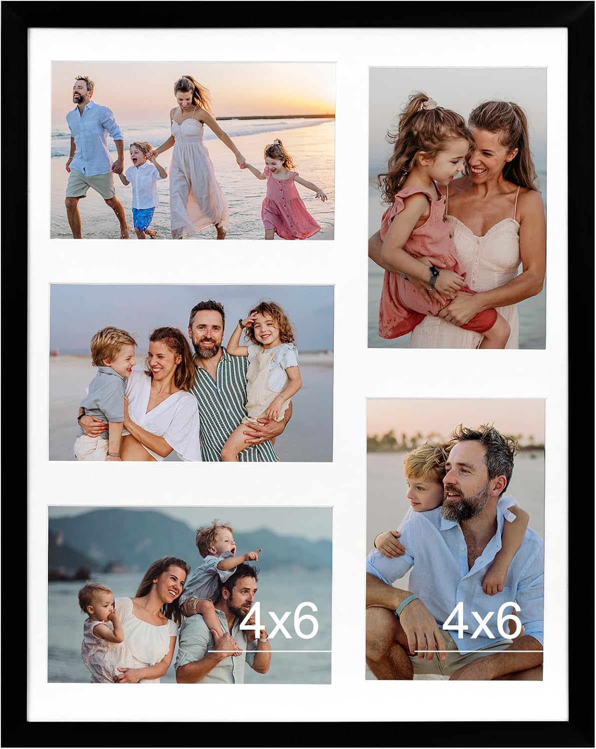 Fixwal Collage Picture Frame with Clear Plexiglass, Displays 5pcs 4x6 Photos or Use as One Frame for Gallery Wall Decor, Signature Collection, Black