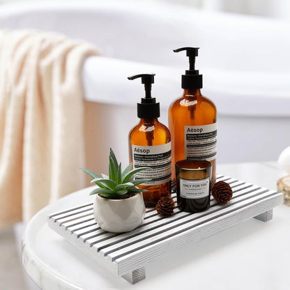 Acacia Wood Riser for Bathroom Sink Tray Kitchen Counter Decor Trays Pedestal Stand Sponge Soap Dish Holder Decorative Wooden Risers for Kitchen Sink Soap Tray Vanity Bathroom Countertop Accessories