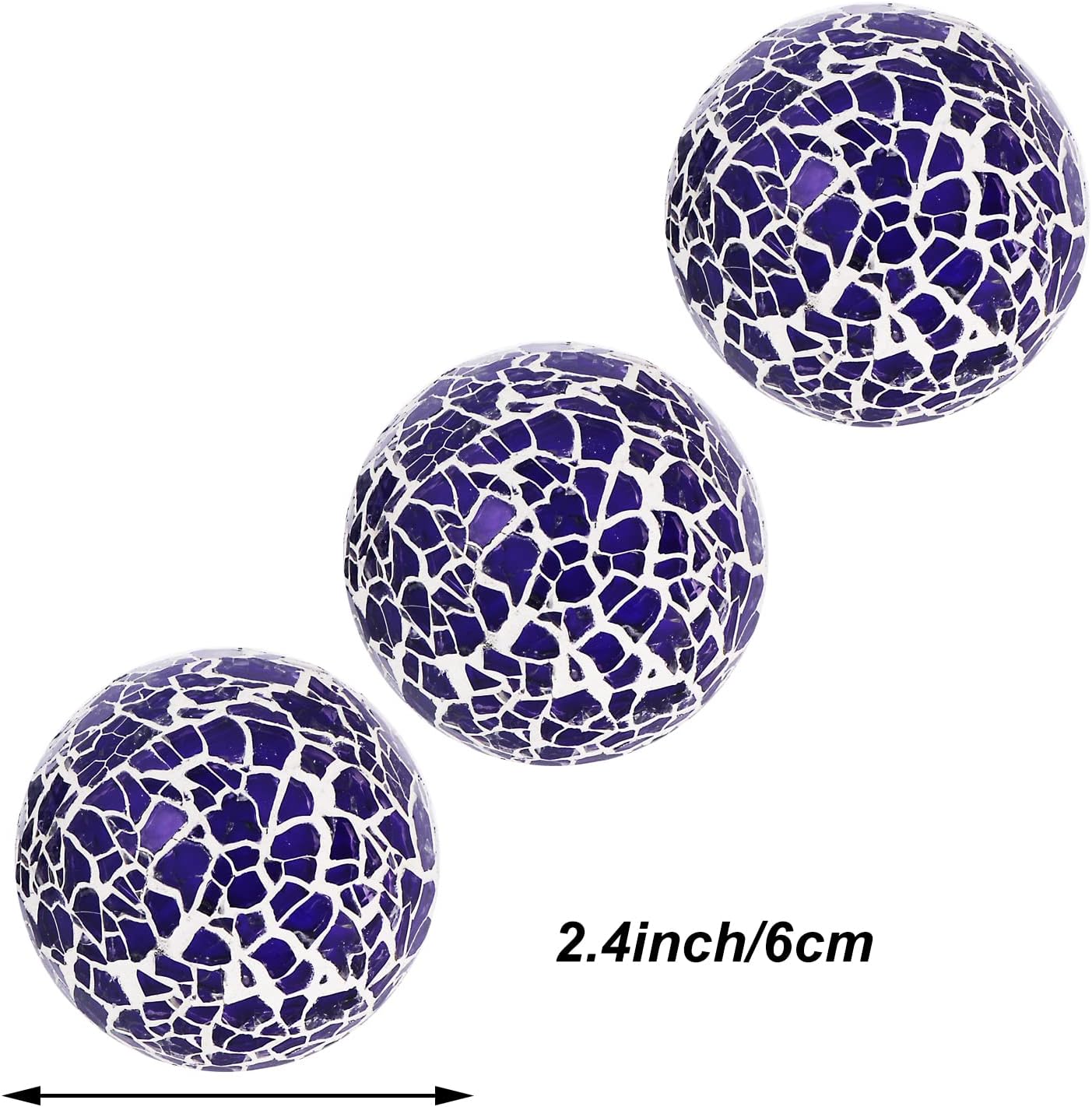 Kesywale 6PCS Decorative Balls Set 2.4 Inches/ 6cm Small Mosaic Spheres Glass Orbs Decorative Balls for Centerpiece Bowls Vases Fillers Dining Coffee Table Wedding Party Decor (Black)