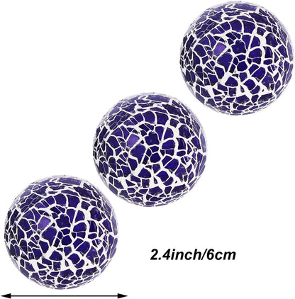 Kesywale 6PCS Decorative Balls Set 2.4 Inches/ 6cm Small Mosaic Spheres Glass Orbs Decorative Balls for Centerpiece Bowls Vases Fillers Dining Coffee Table Wedding Party Decor (Black)