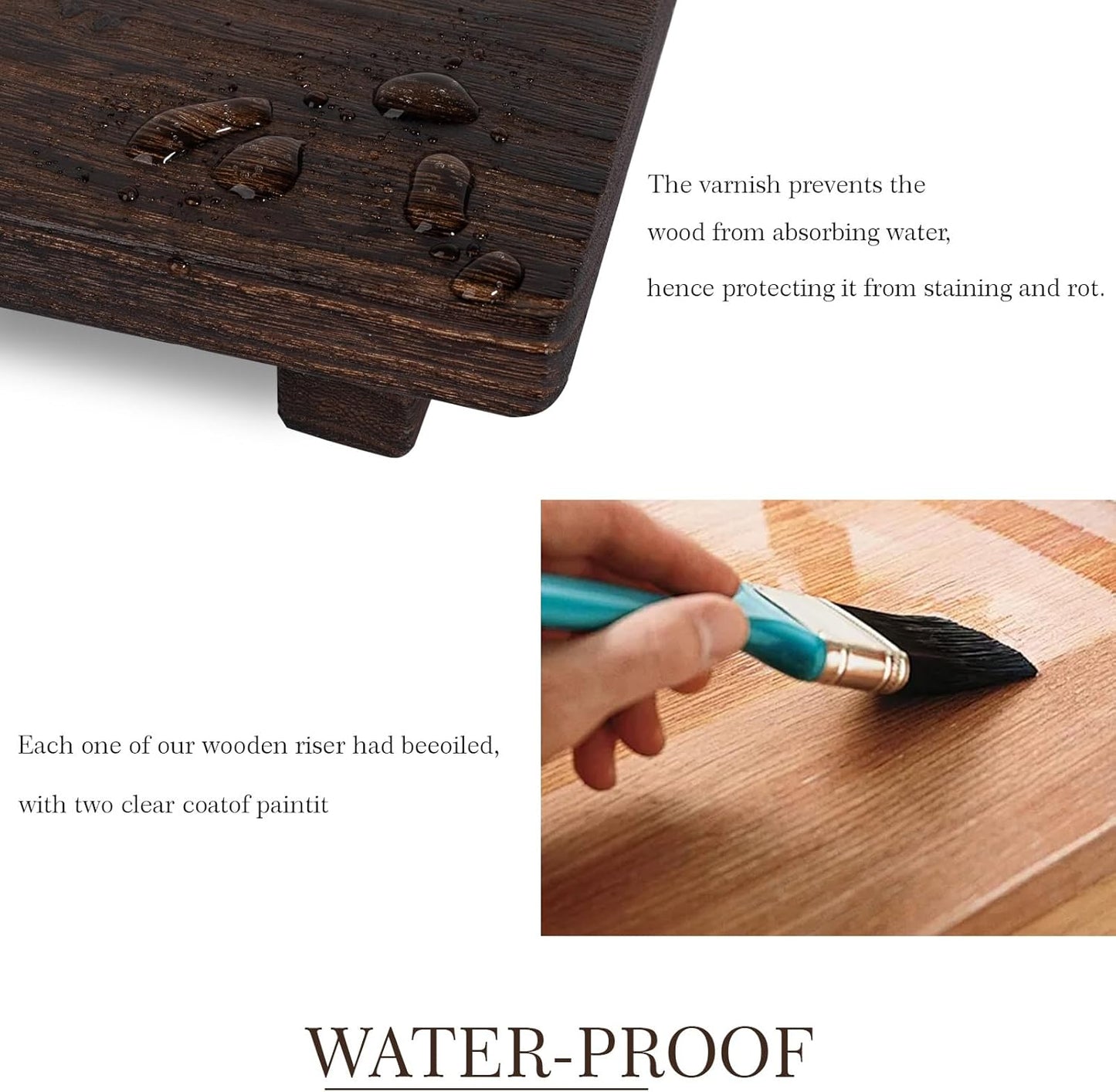 zoocatia Small Wood Tray Pedestal Stand Farmhouse Bathroom Decor Decorative Wooden Riser Kitchen Soap Dish Holder for Vanity, Counter, Sink, Brown