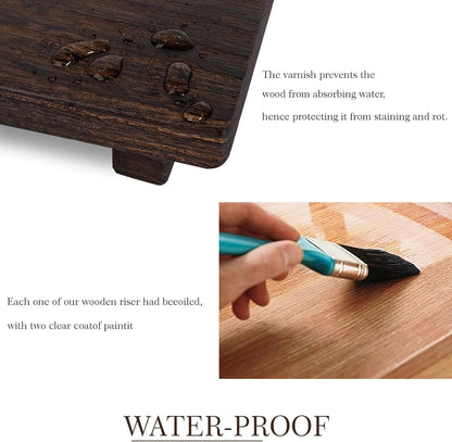 zoocatia Small Wood Tray Pedestal Stand Farmhouse Bathroom Decor Decorative Wooden Riser Kitchen Soap Dish Holder for Vanity, Counter, Sink, Brown