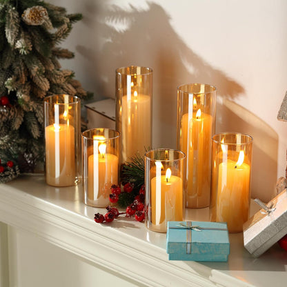 Shihanee 36 Pcs Pillar Candles and Glass Cylinder Vases Tall Cylinder Holders for Pillar Candles Wedding Centerpieces, Total 18 Sets(2.6'' X 4.7'', 5.9'', 7.9'',Clear,Ivory)