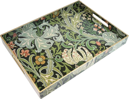 Spsyrine Serving Tray with Handles, Plastic Decorative Tray for Coffee Table, Living Room, Home Decor, Dianthus