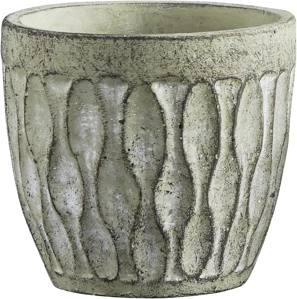 47th & Main Textured Round Cement Planter for Indoor or Outdoor Flowers Plants and More, Small, Leaf-Print