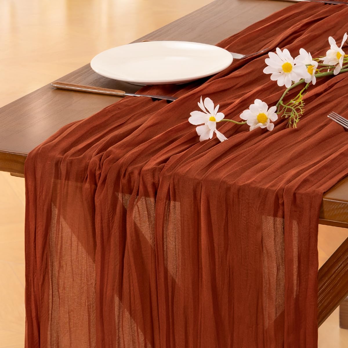 Socomi 3pcs Sage Green Cheesecloth Table Runner Summer Boho Rustic Gauze 120 inch 10FT Cheese Cloth Sheer Runner for Wedding Party Baby Shower Home Decor Holiday Decorations
