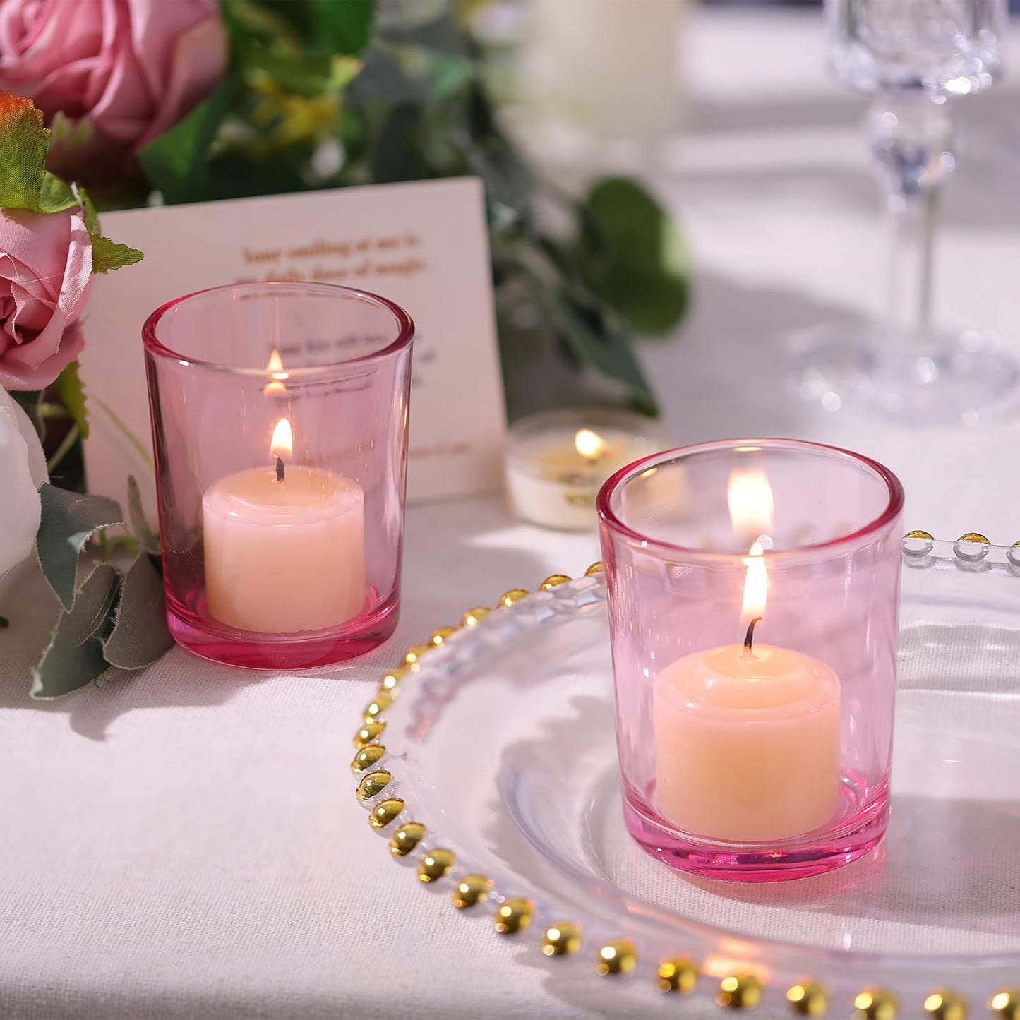 LETINE Gold Votive Candle Holders Set of 36 - Speckled Mercury Gold Glass Candle Holder Bulk - Ideal Spring Summer Decor for Wedding Centerpiece Table，Valentine's Day Decorations Indoor