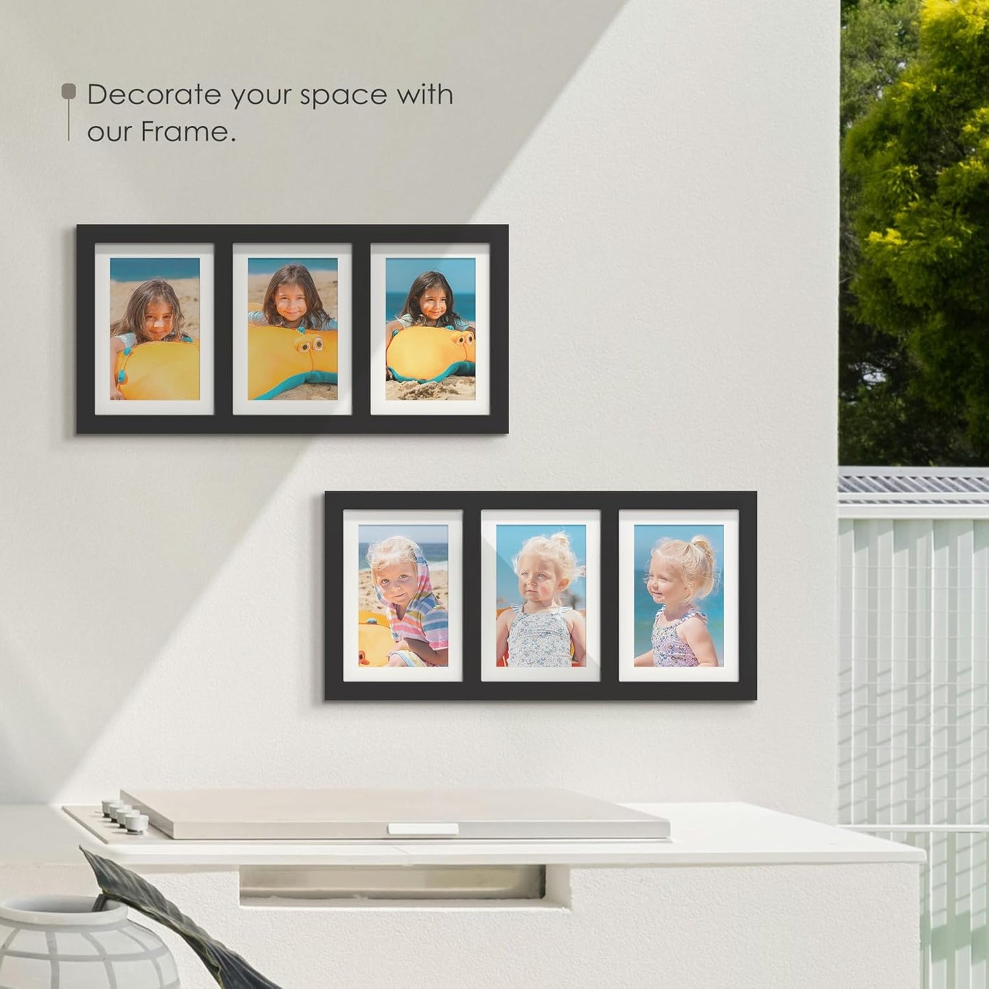 DUENPY 14x26 Collage Picture Frame 4x6 Collage Picture Frame Displays Twelve 4x6 inch Photos Available Horizontal Wall Mounting Display and Vertical Black - Colors B