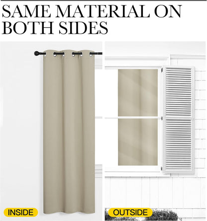 NICETOWN Halloween Pitch Black Solid Thermal Insulated Grommet Blackout Curtains/Drapes for Bedroom Window (2 Panels, 42 inches Wide by 63 inches Long, Black) - Colors E
