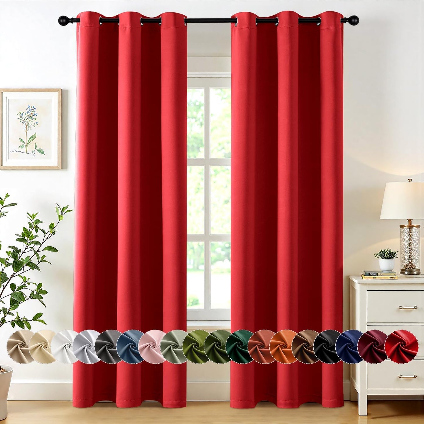 MIULEE Blackout Curtains for Bedroom Living Room 2 Panels, Thermal Insulated Room Darkening Drapes Grommet Noise Reducing Light Blocking Window Treatments 63 Inches Long 40x63 Inch Black - Colors A