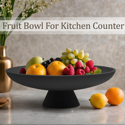 LIN CHUAN Large Decorative Bowl, Modern Resin Pedestal Bowl for Home Decor, Stylish Fruit Bowl for Kitchen Counter, Chic Key Holder for Entry Table, Beige