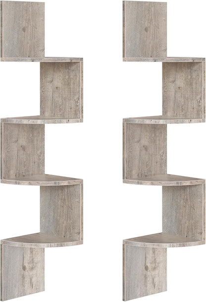 HOOBRO Corner Shelf Wall-Mounted, Set of 2 Floating Corner Shelves for Wall, 4-Tier Corner Bookshelves for Living Room, Bedroom, Bathroom, Home Office, Black BK25BJP201
