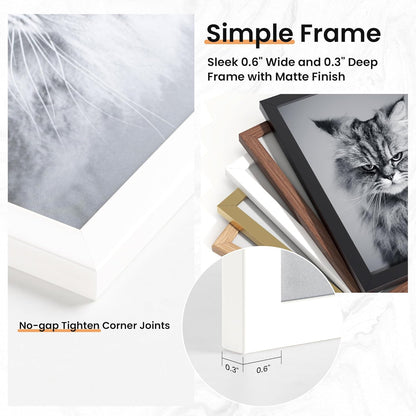 Venusmiles 15 Pack Picture Frames Collage Wall Decor, Gallery Frame Set for Wall Mounting or Tabletop Display, Multi Sizes Including 3pcs 8x10, 6pcs 5x7, 6pcs 4x6, Oak
