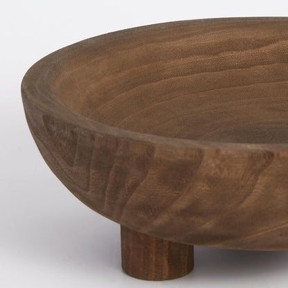 DN DECONATION Oak Wood Black Decorative Bowl-9.25x5.51 Inch Small Bowl for Entryway Key, Fruit, Candy with feet, Boho Farmhouse Home Decor for Dining Room, Coffee Table Centerpiece