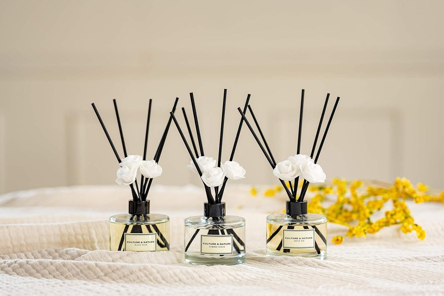CULTURE & NATURE Reed Diffuser Set 4oz (120ml) Clean Cotton Scented Diffuser with Sticks Home Fragrance Reed Diffuser for Bathroom Shelf Decor
