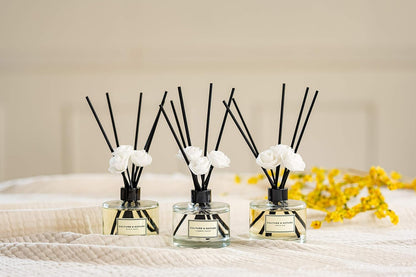 CULTURE & NATURE Reed Diffuser Set 4oz (120ml) Clean Cotton Scented Diffuser with Sticks Home Fragrance Reed Diffuser for Bathroom Shelf Decor