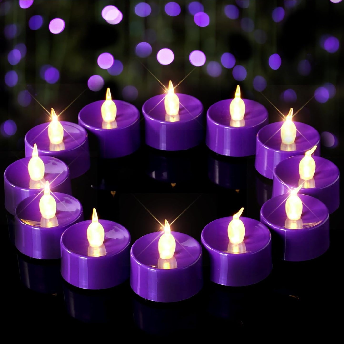 merrynights LED Candles, Tea Lights Candles Battery Operated Bulk, 50-Pack Long-Lasting 200 Hours Flameless Tealight Candles, Realistic Tea Lights for Christmas Halloween Wedding, 1.5'' D X 1.25'' H