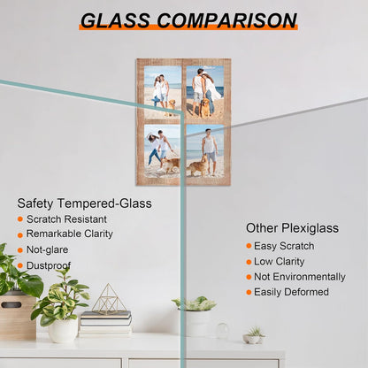 YESKAY 4x6 Picture Frame Collage for Wall Decor, Multiple Photo Collage Frames with Tempered Glass, 7-Opening for 4 x 6 Picture Frames, Rustic Brown, 1 Pack