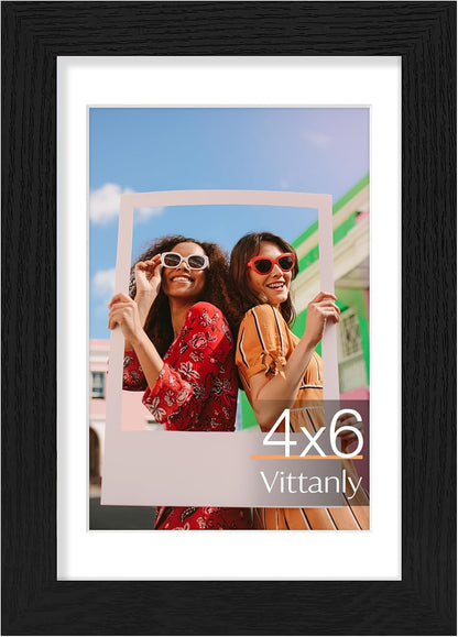 Vittanly 11x14 Picture Frame, Display Pictures 8x10 with Mat or 11x14 without Mat, Photo Frame for Wall Mounting, Black, 1 Pack - Colors A