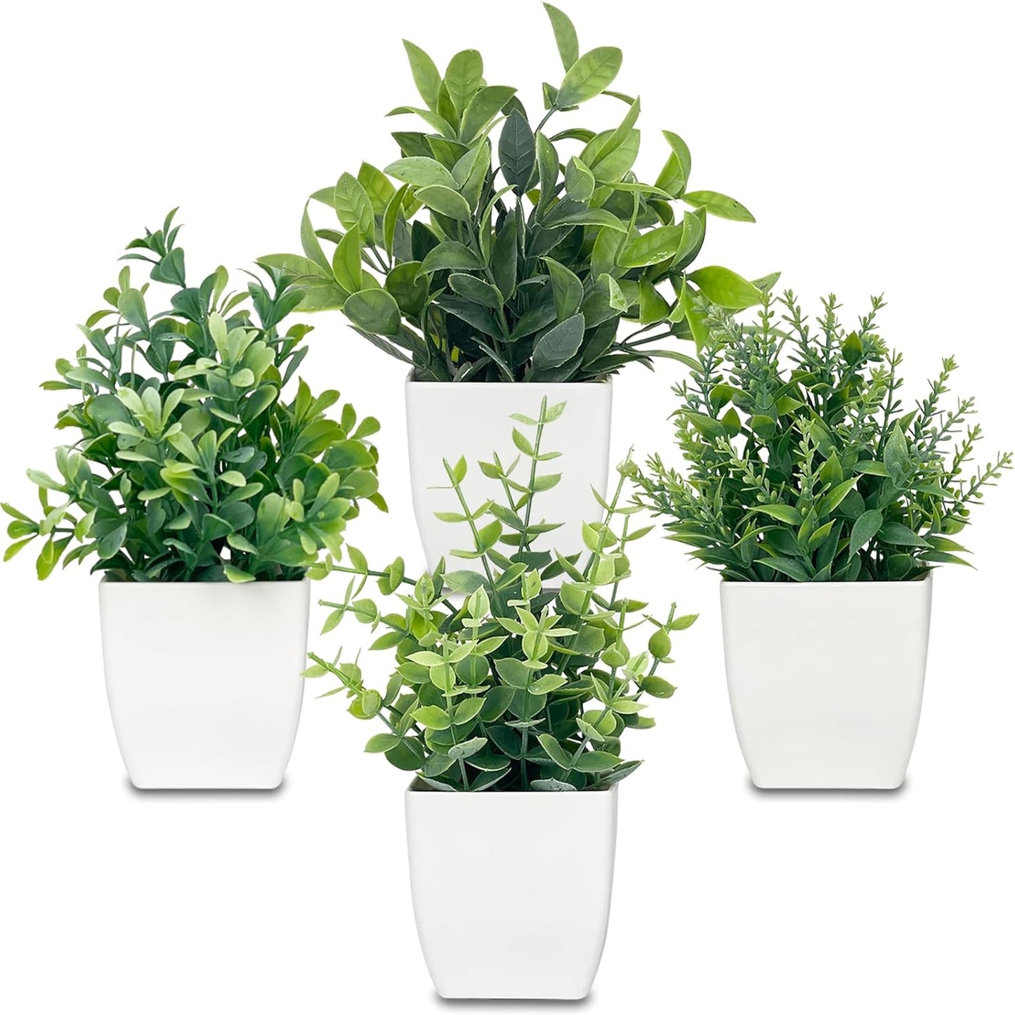 2 Pack Artificial Potted Plants Small Fake Eucalyptus - 7.5 Inch Mini Indoor Plants for Shelf, Desk, Bathroom Decor, Mantel Real Touch Faux Greenery (Sage Green)