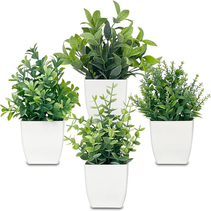 2 Pack Artificial Potted Plants Small Fake Eucalyptus - 7.5 Inch Mini Indoor Plants for Shelf, Desk, Bathroom Decor, Mantel Real Touch Faux Greenery (Sage Green)
