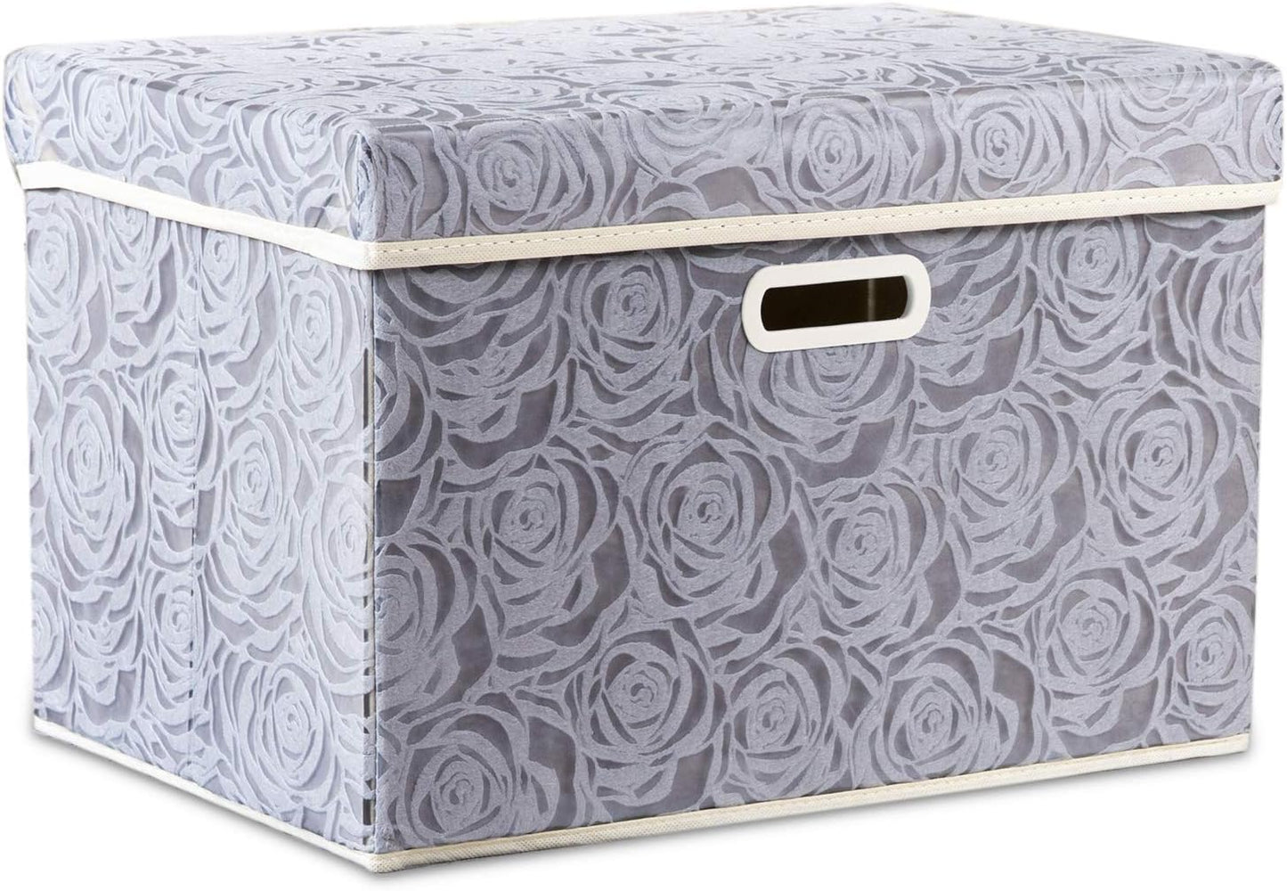 PRANDOM Larger Collapsible Storage Bin with Lid [1-Pack] Fabric Decorative Storage Box Cube Organizer Container Baskes with Handles Divider for Bedroom Closet Living Room Pink 17.7x11.8x11.8 Inch