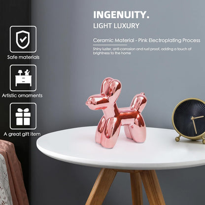 Notakia Cute Ceramics Balloon Dog Statue Crafts Gold Living Room Desktop Decorations,Handmade Modern Small Ceramic Animal Statue Ornament Gold Home Decor Accents
