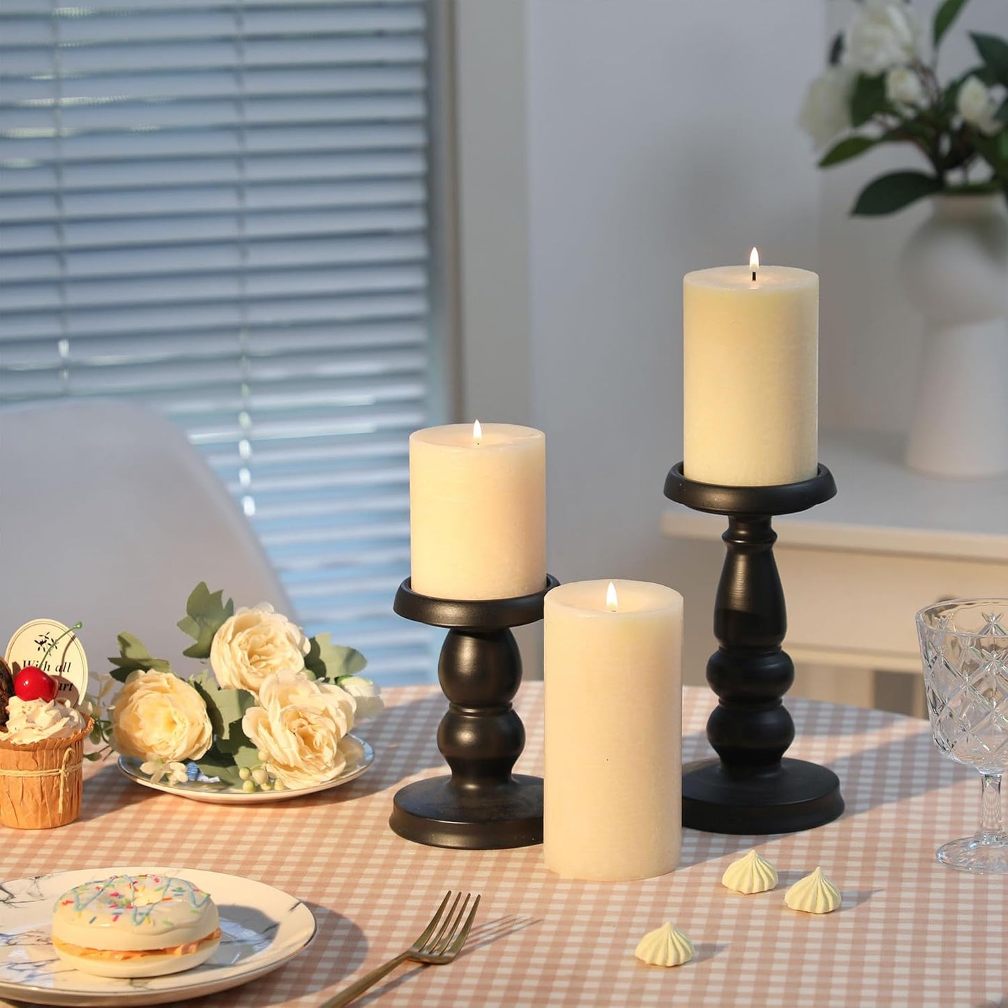 Sage Green Pillar Candles Set of 3 - Hand-Poured Unscented Candles,Smokeless Dripless Candles for Dinner Table and Home, Set of 3 in Different Sizes (3"x4", 3"x5", 3"x6")