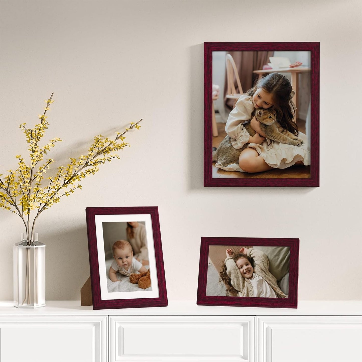 Vittanly 20 Pack Picture Frames Collage Wall Decor, Multi Sizes Including 4pcs 8x10, 8pcs 5x7 and 8pcs 4x6 Photo Frames, Gallery Frame Set for Wall or Tabletop Display, Black, Brown and Dark Grey
