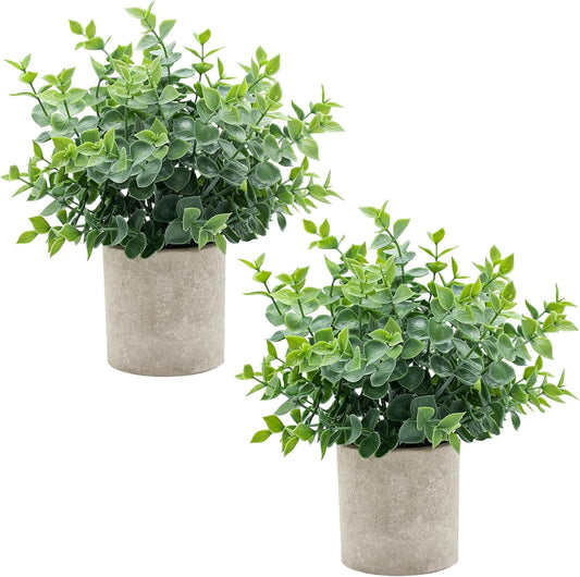 3 Pack Artificial Succulent Plants, Small Potted Fake Plants, Artificial Eucalyptus Leaf Aloe Vera Plants, for Home Decor, Farmhouse Bathroom Office Decor