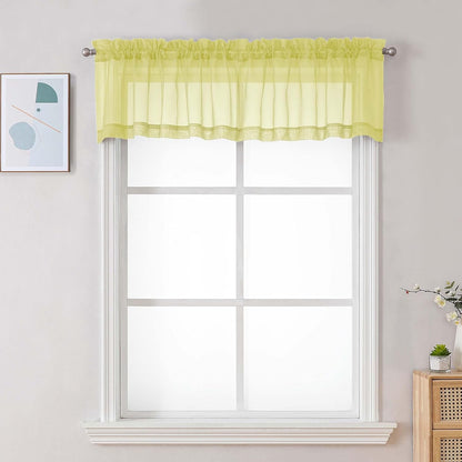 Chyhomenyc Sheer White Valances for Windows 2 Pack, Small Window Curtains for Living Room Bathroom Cafe Laundry Basement, Modern Top Dual Rod Pocket Voile Curtain, 42W x 14L inches, White - Colors A