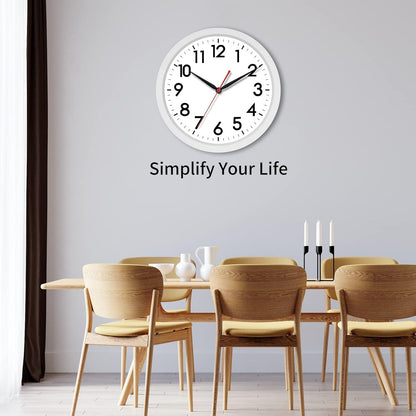 AKCISOT Wall Clock, Modern Small Wall Clocks Battery Operated 8 Inch, Silent Non-Ticking Analog Classic for Office, Home, Bathroom, Kitchen, Bedroom, School(Black)