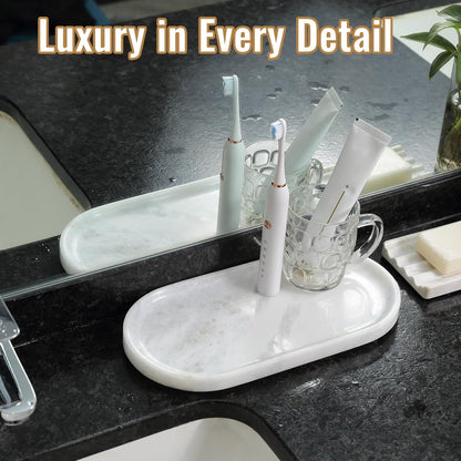 Koville Italian Travertine Tray, 12"x6" Vanity Decorative Marble Tray for Countertop, Catchall Tray for Perfume, Candles, Jewelry Dish Tray