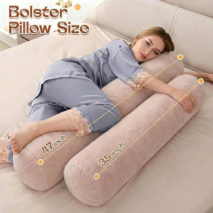 1 MIDDLE ONE Body Pillow for Adults, Bolster Pillow with Removable Velvet Cover, Long Round Cervical Roll Pillow, 47 x 7.87 Inches, Grey