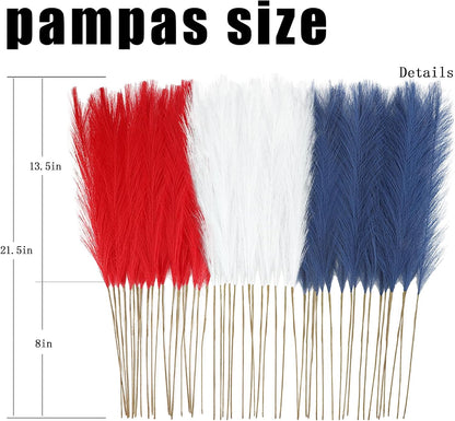 obbsie 50pcs Pink Faux Pampas Grass Decor, 21.6" Short Artificial Floral Branches Vase Filler Flower Arrangement for Home Wedding Boho Outdoor Decor