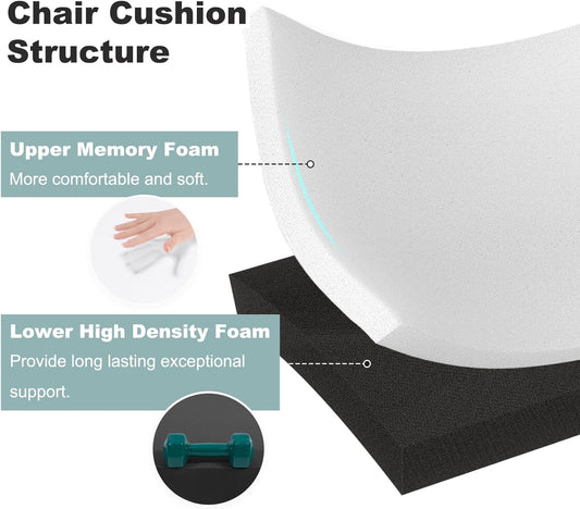 baibu 48 Inch Bench Cushion, Dual-Layer Design Memory Foam Indoor Bench Cushion, Non-Slip Standard Size Rectangle Seat Pad with Ties, 48x16x2Inch, Beige