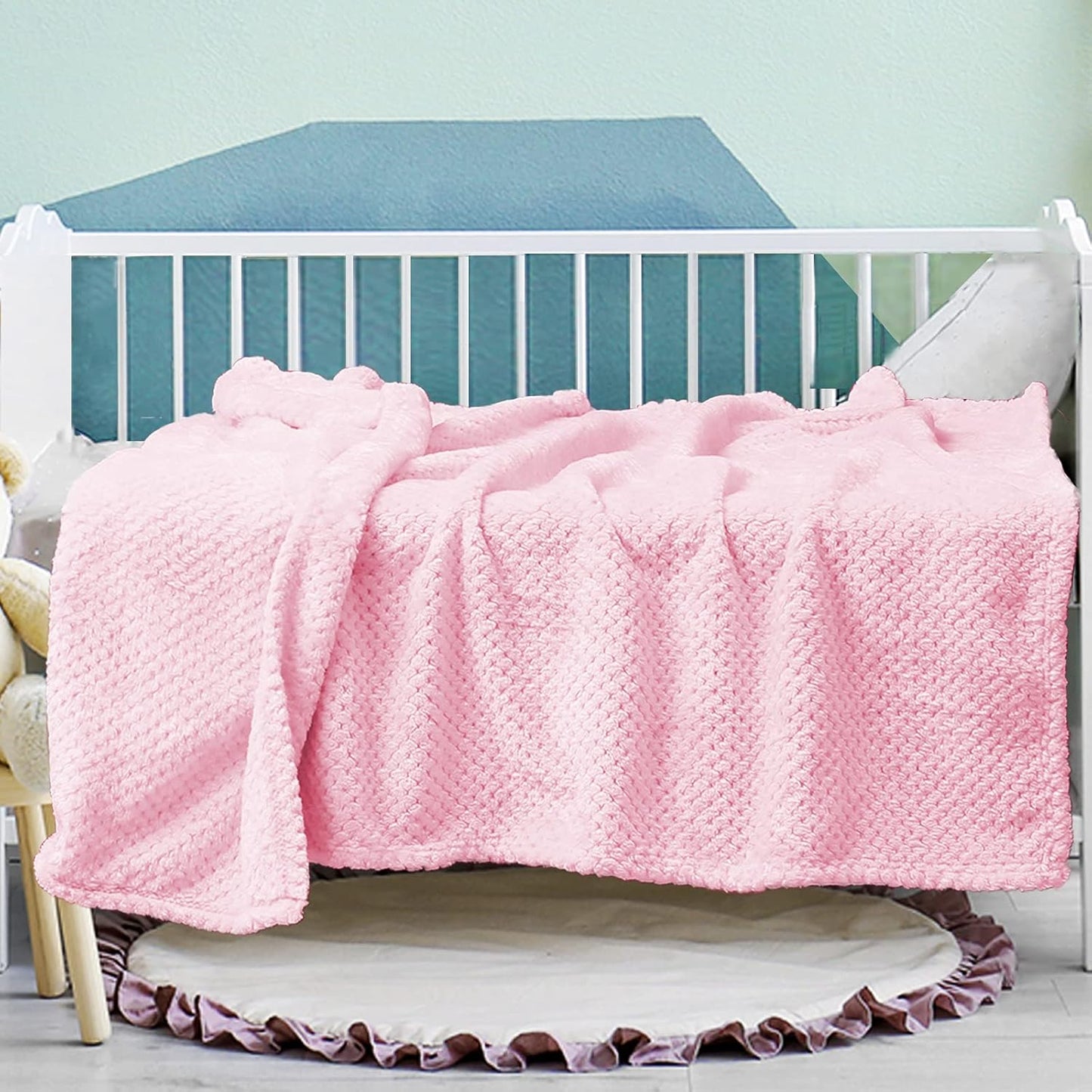 Exclusivo Mezcla Fleece Throw Blanket Extra Large, Super Soft and Warm Blankets for Couch, Sofa and Bed Waffle Textured, Cozy, Fuzzy and Lightweight (Slate Blue, 50x70 Inches)