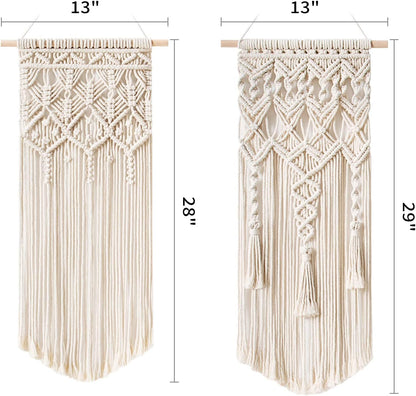 Mkono 2 Pcs Macrame Woven Wall Hanging Boho Chic Geometric Art Decor - Beautiful Bedroom Nursery Apartment Home Decoration, Gift for Girls Adults Birthday Christmas, 28" L x 13" W