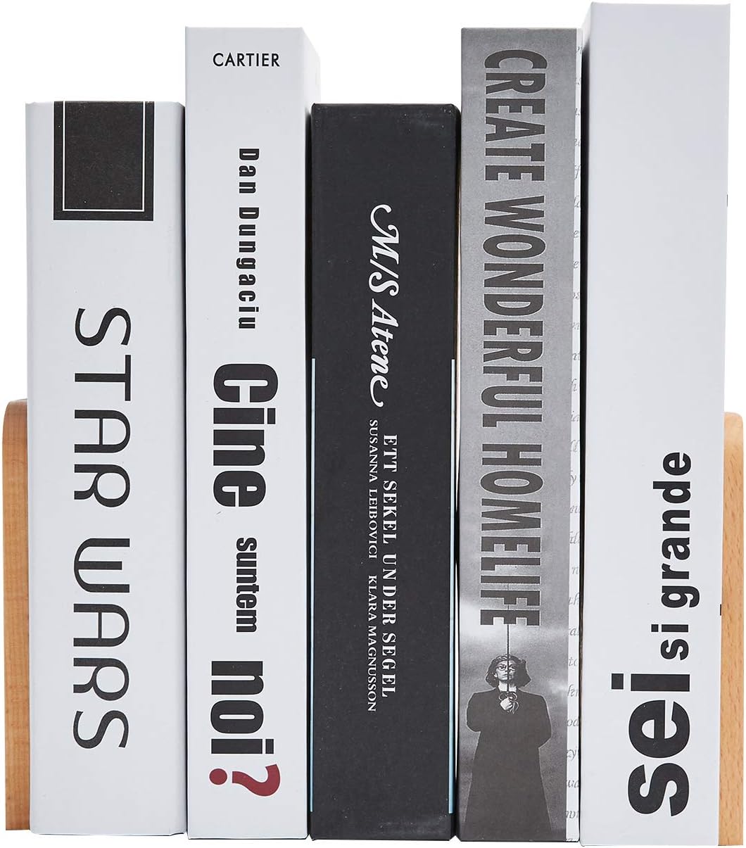 Pandapark Wood,Non-Skid Bookend for Shelves,Heavy Duty,Book Stand for CDs,1 Pair