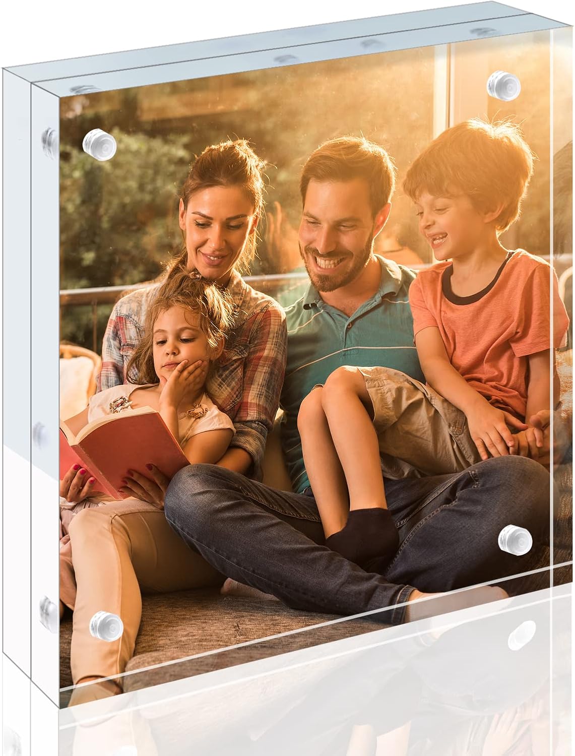 Egofine 4x6 Acrylic Frames 6 Pack, 20mm Thicker Frameless Clear Picture Frames, Double Sided Magnetic Picture Frames, Free Standing Desktop Display